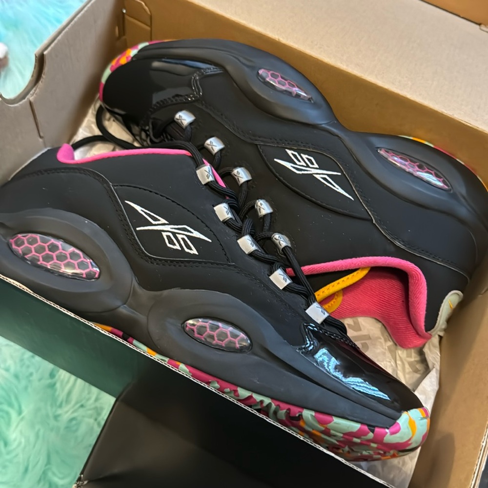 Reebok black/ multi colored men shoes